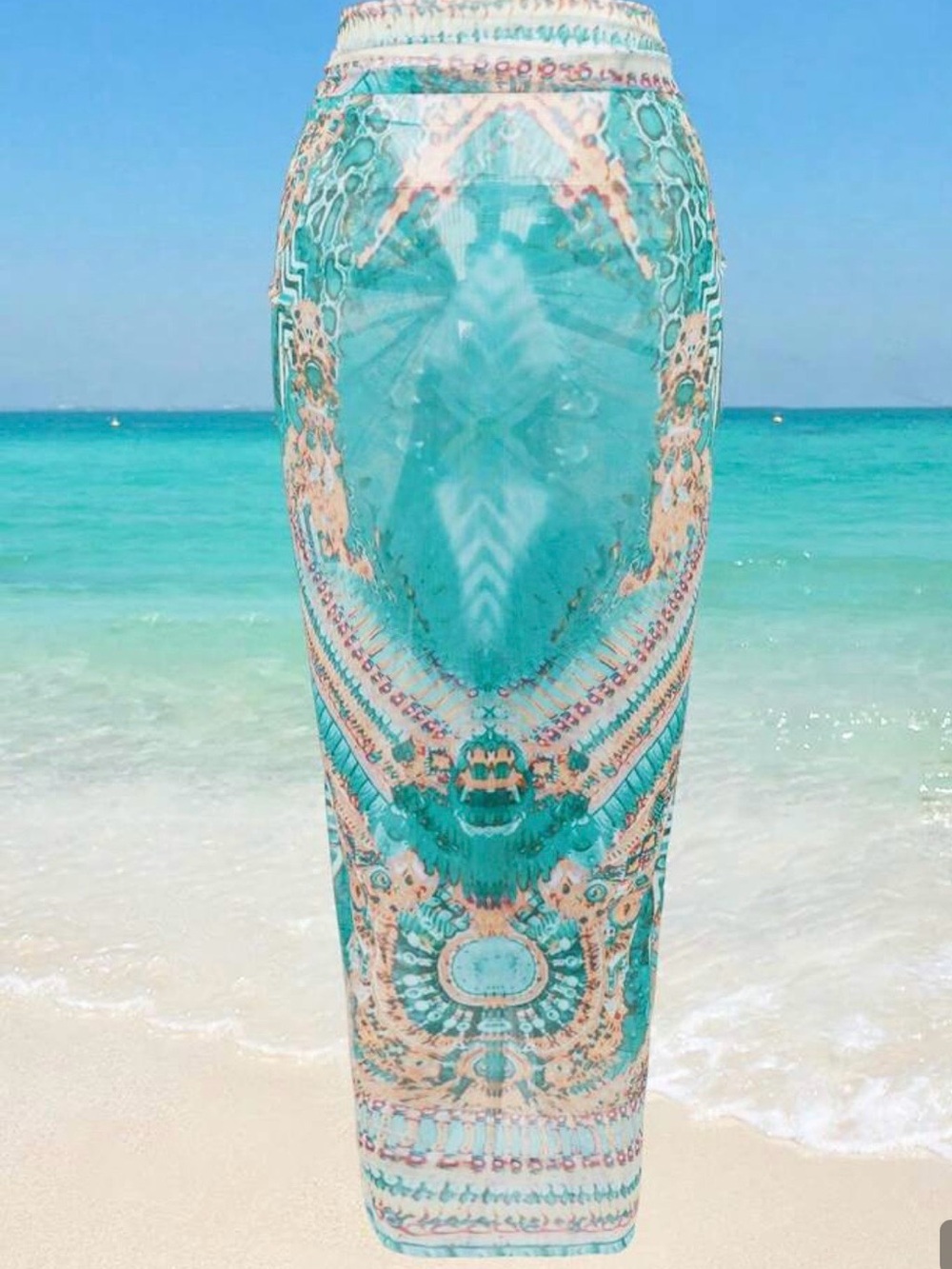 Sarong Turquoise Printed Pattern XL - Picture 8 of 8
